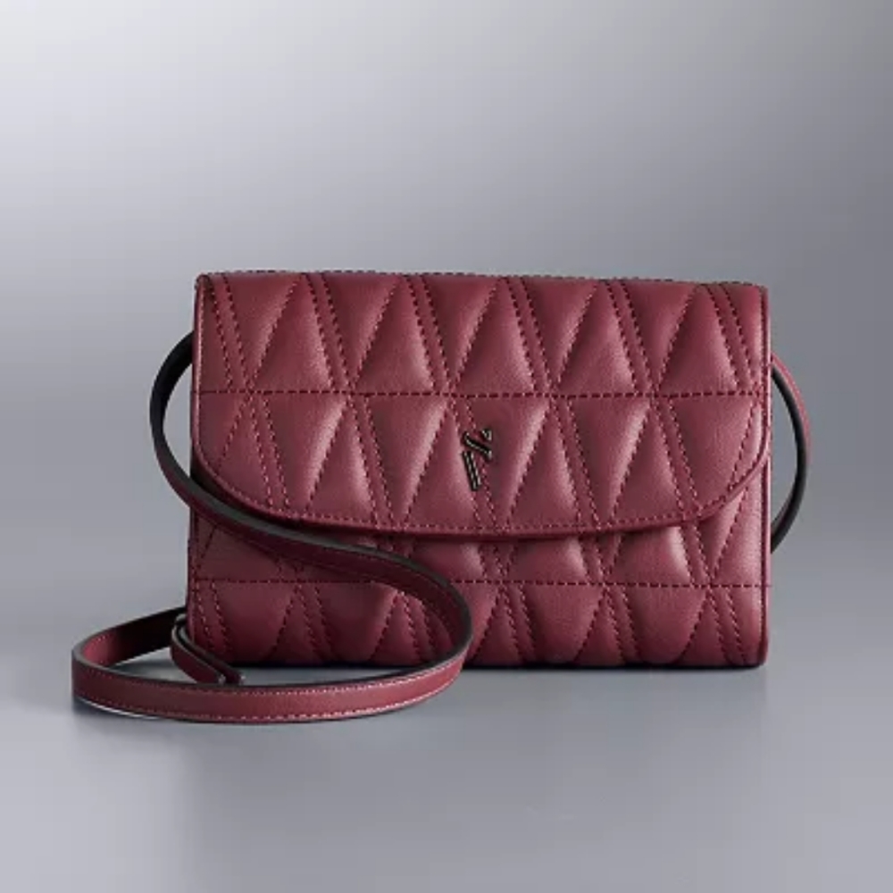 Elegant Burgundy Quilted Crossbody Bag